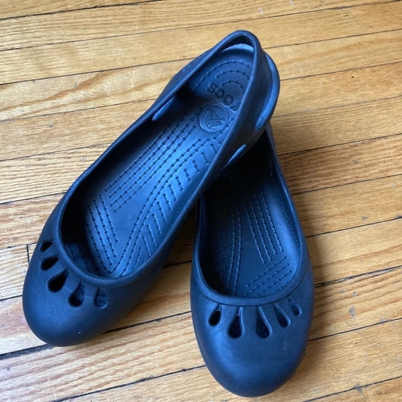 CROCS Shoes - Crocs Kadee Women's Size 7 Black Walking Low Comfort Slip On Slides Flats Shoes